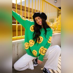 Dressed in LaLa smiley face oversized knit sweater S/M